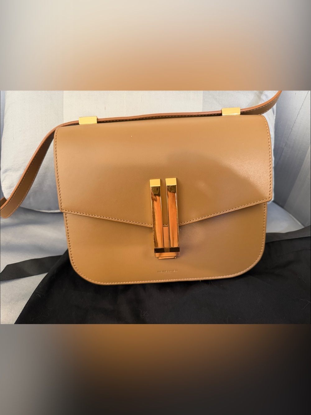 DeMellier Cognac Leather Crossbody with Gold Hardware - Picture 3 of 12